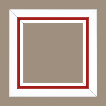 Cadre bois profil pente largeur 4.5cm de couleur blanc mat filet rouge - 33x19