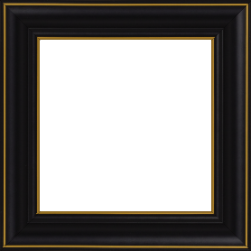 Cadre bois profil doucine inversée largeur 4.4cm  couleur noire satiné filet or - 46x38