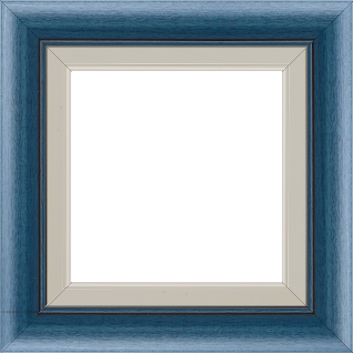 Cadre bois profil arrondi largeur 4.7cm couleur bleu cobalt satiné rehaussé d'un filet noir + bois profil plat marie louise largeur 2.5cm couleur crème filet crème (largeur totale du cadre 6.4cm) - 29.7x42