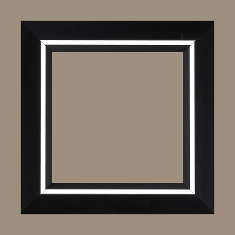 Cadre bois profil pente largeur 4.5cm de couleur noir mat filet blanc - 73x60