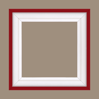 Caisse bois caisse américaine profil escalier largeur 4.4cm blanc mat filet rouge (spécialement conçu pour les châssis d'une épaisseur jusqu’à 2.5cm ) - 35x24