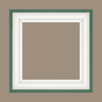 Caisse bois caisse américaine profil escalier largeur 4.4cm blanc mat filet vert (spécialement conçu pour les châssis d'une épaisseur jusqu’à 2.5cm ) - 46x38