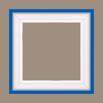 Caisse bois caisse américaine profil escalier largeur 4.4cm blanc mat filet bleu (spécialement conçu pour les châssis d'une épaisseur jusqu’à 2.5cm ) - 20x20