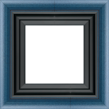 Caisse bois profil arrondi largeur 4.7cm couleur bleu cobalt satiné rehaussé d'un filet noir + bois caisse américaine profil escalier largeur 4.4cm noir mat   (spécialement conçu pour les châssis d'une épaisseur jusqu’à 2.5cm ) largeur total du cadre : 8.3cm