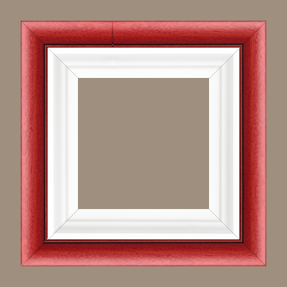 Caisse bois profil arrondi largeur 4.7cm couleur rouge cerise satiné rehaussé d'un filet noir + bois caisse américaine profil escalier largeur 4.4cm blanc mat   (spécialement conçu pour les châssis d'une épaisseur jusqu’à 2.5cm ) largeur total du cadre : 8.3cm