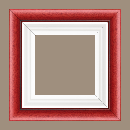 Caisse bois profil arrondi largeur 4.7cm couleur rouge cerise satiné rehaussé d'un filet noir + bois caisse américaine profil escalier largeur 4.4cm blanc mat   (spécialement conçu pour les châssis d'une épaisseur jusqu’à 2.5cm ) largeur total du cadre : 8.3cm - 81x60